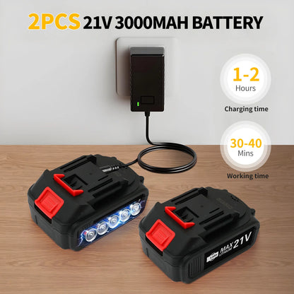 Cordless Electric Leaf Blower 140 MPH Brushless 2 in 1 Cleaner Power Tool Handheld 2x 21V Battery-Powered 3000mAh and Charger