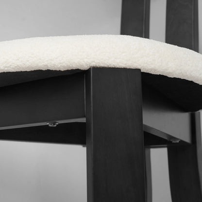 Wooden Dining Chairs Set of 2 Modern Round Dining Room Chair Comfy Fabric Upholstered Kitchen Chairs