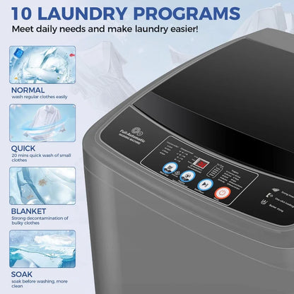 Portable Washing Machine, 17.8Lbs Portable Washer Machine,2.4Cu.ft Compact Laundry Washer & Dryer Combo with Drain Pump