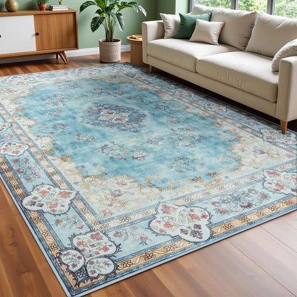 Elegant Floral Faux Wool Area Rug