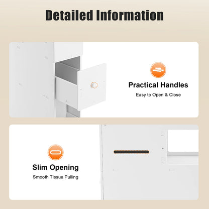 Bathroom Storage Cabinet, Narrow Floor Storage Cabinet, Storage Cabinet with Drawers 50kg Load-bearing Capacity