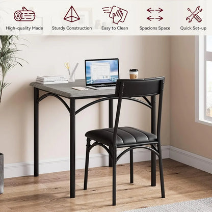 Dining Table Set for 2, Kitchen Table and Chairs for 2 with Upholstered Chairs, 3 Piece Dining Room Table Set