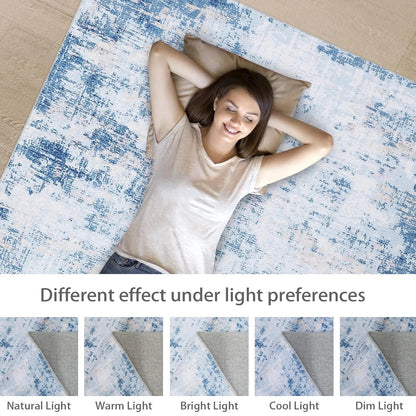 Abstract Area Rug for Living Room Machine Washable  Low Pile  for Bedroom Dining Room Home Office