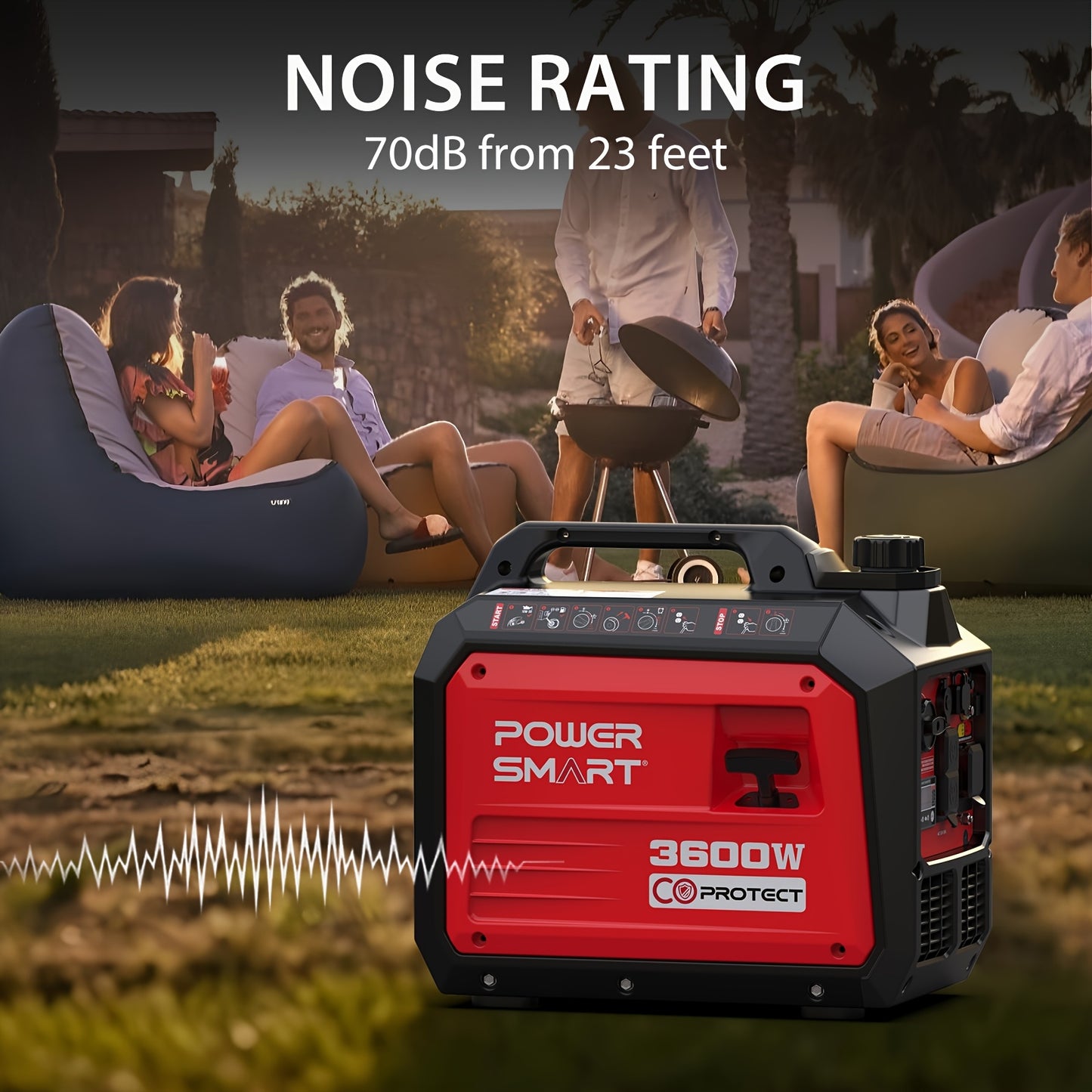 Generator, Camping Gear and Equipment, 3600 Watt Super Quiet Portable Inverter Generator, Gas Powered, RV Ready