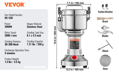 150-2500g Electric Grain Mill Grinder