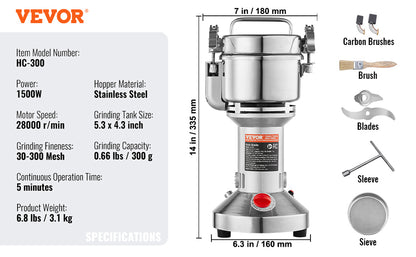 150-2500g Electric Grain Mill Grinder