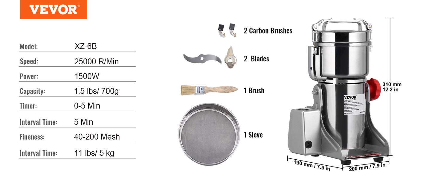 150-2500g Electric Grain Mill Grinder