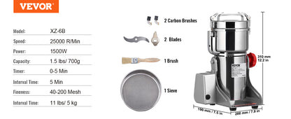 150-2500g Electric Grain Mill Grinder