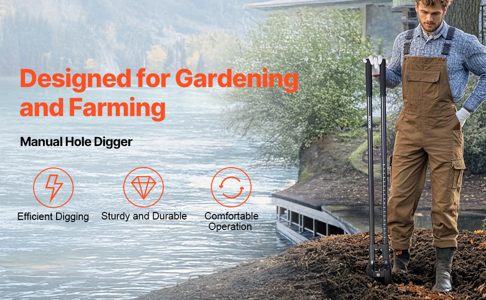 Post Hole Digger Heavy Duty Post Hole Digger Manual Hole Digger with Scale Markings Post Hole Digger for Digging Gardening