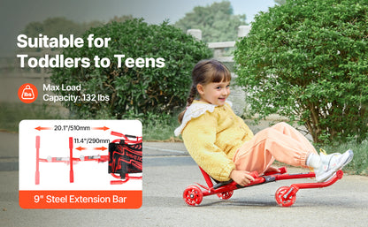 132/198lbs Kids Ride on Scooter Swing Side-to-Side Powered by Zig-Zag Motion Drifting Outdoor Sport Toys for Children