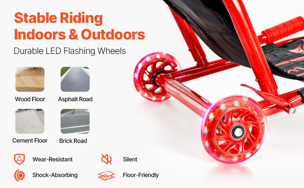 132/198lbs Kids Ride on Scooter Swing Side-to-Side Powered by Zig-Zag Motion Drifting Outdoor Sport Toys for Children